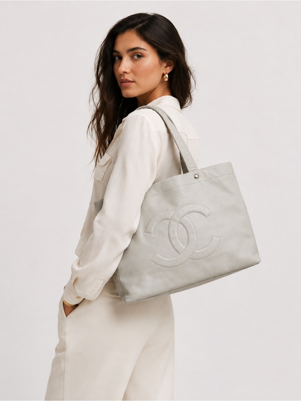 Chanel Caviar Leather Tote in Grey
